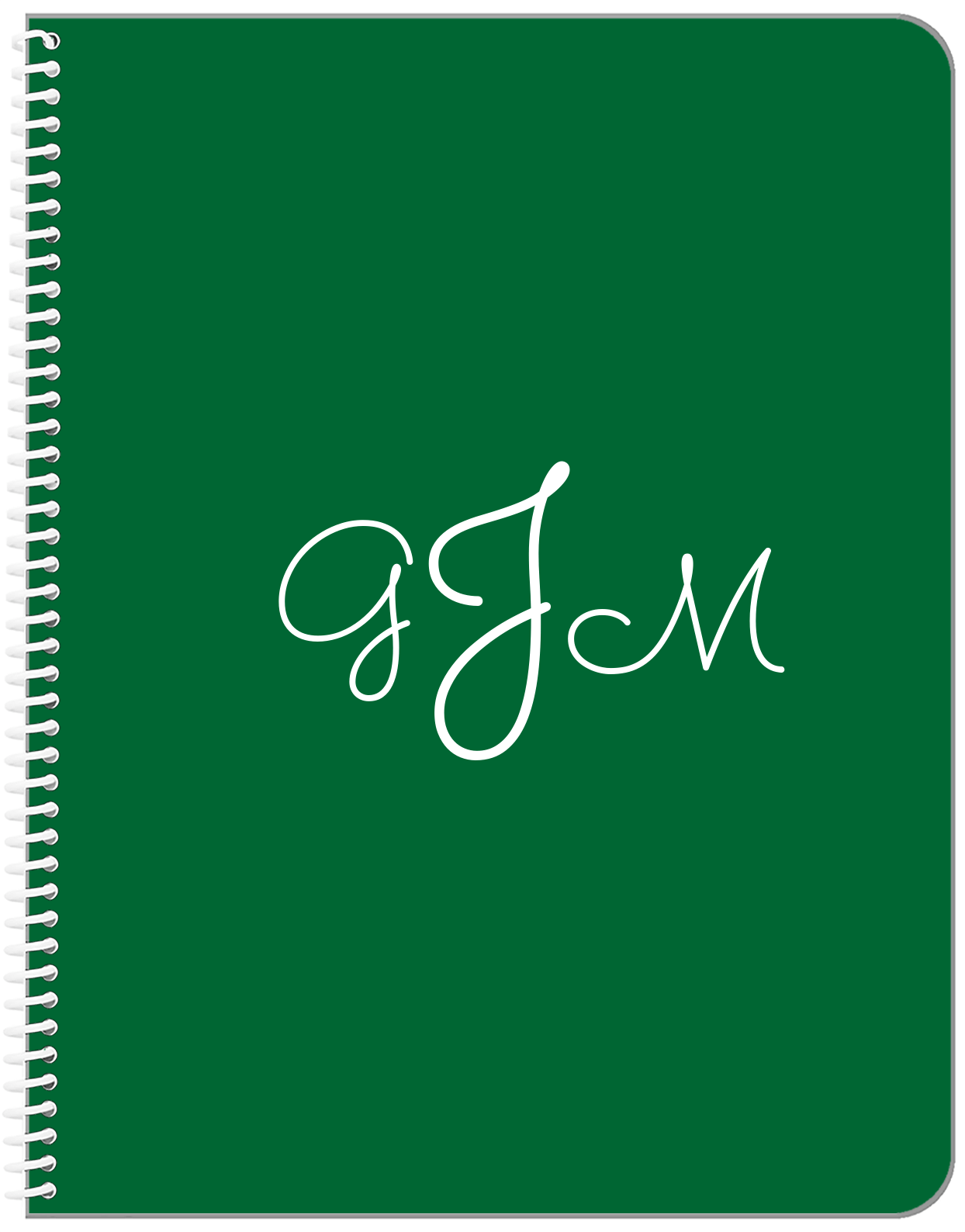 Personalized Solid Color Notebook  - Green Background - Mongoram - Front View