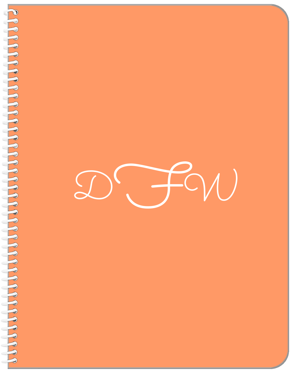 Personalized Solid Color Notebook - Orange Background - Monogram - Front View
