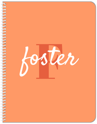 Thumbnail for Personalized Solid Color Notebook - Orange Background - Name Over Initial - Front View