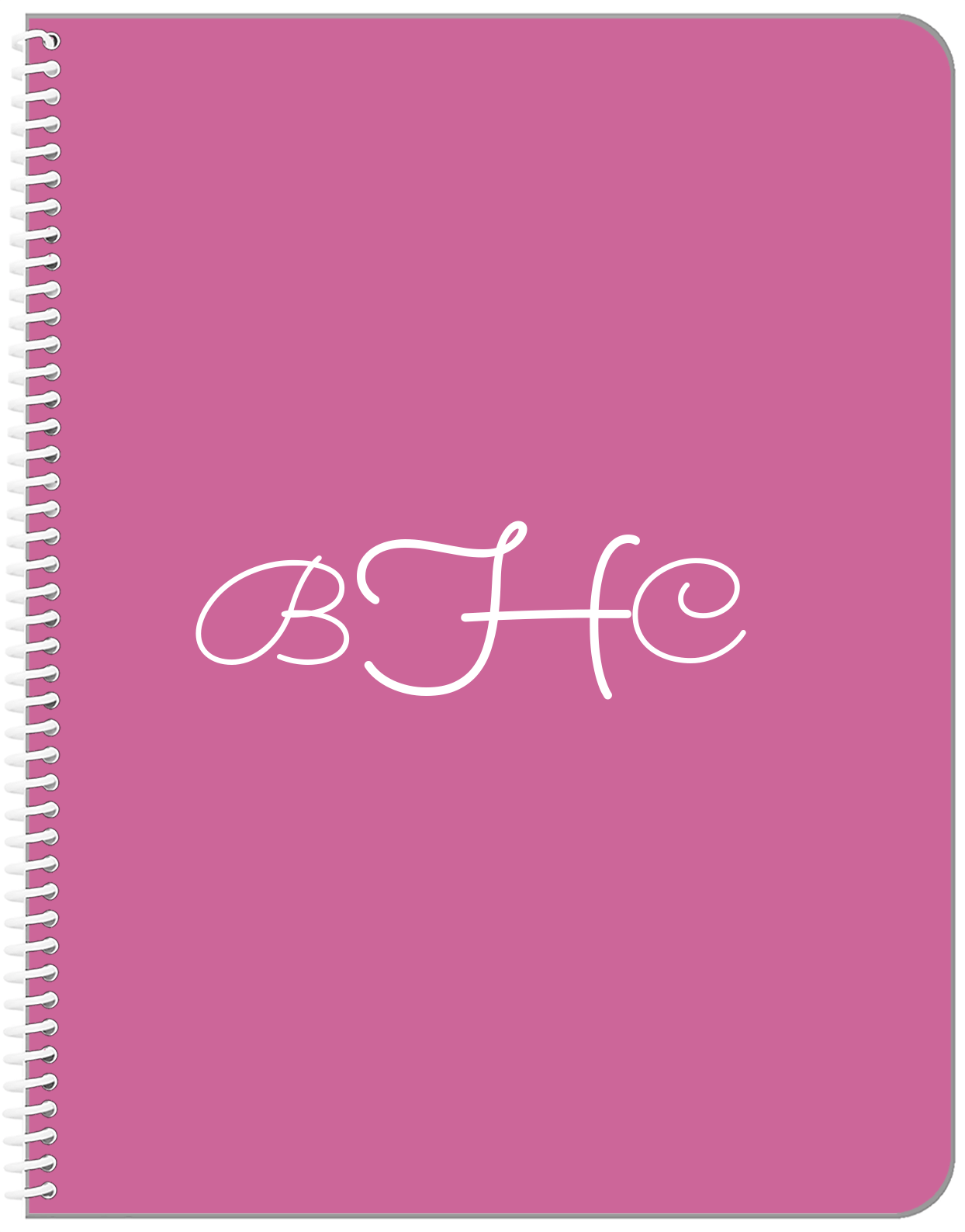 Personalized Solid Color Notebook - Pink Background - Monogram - Front View