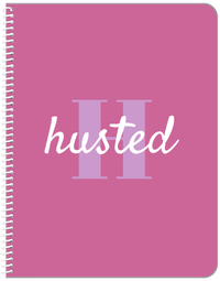 Thumbnail for Personalized Solid Color Notebook - Pink Background - Name Over Initial - Front View