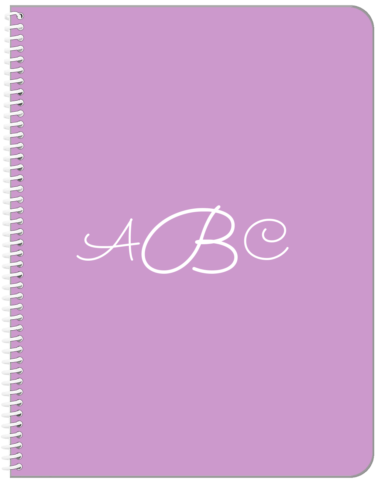 Personalized Solid Color Notebook - Purple Background - Monogram - Front View