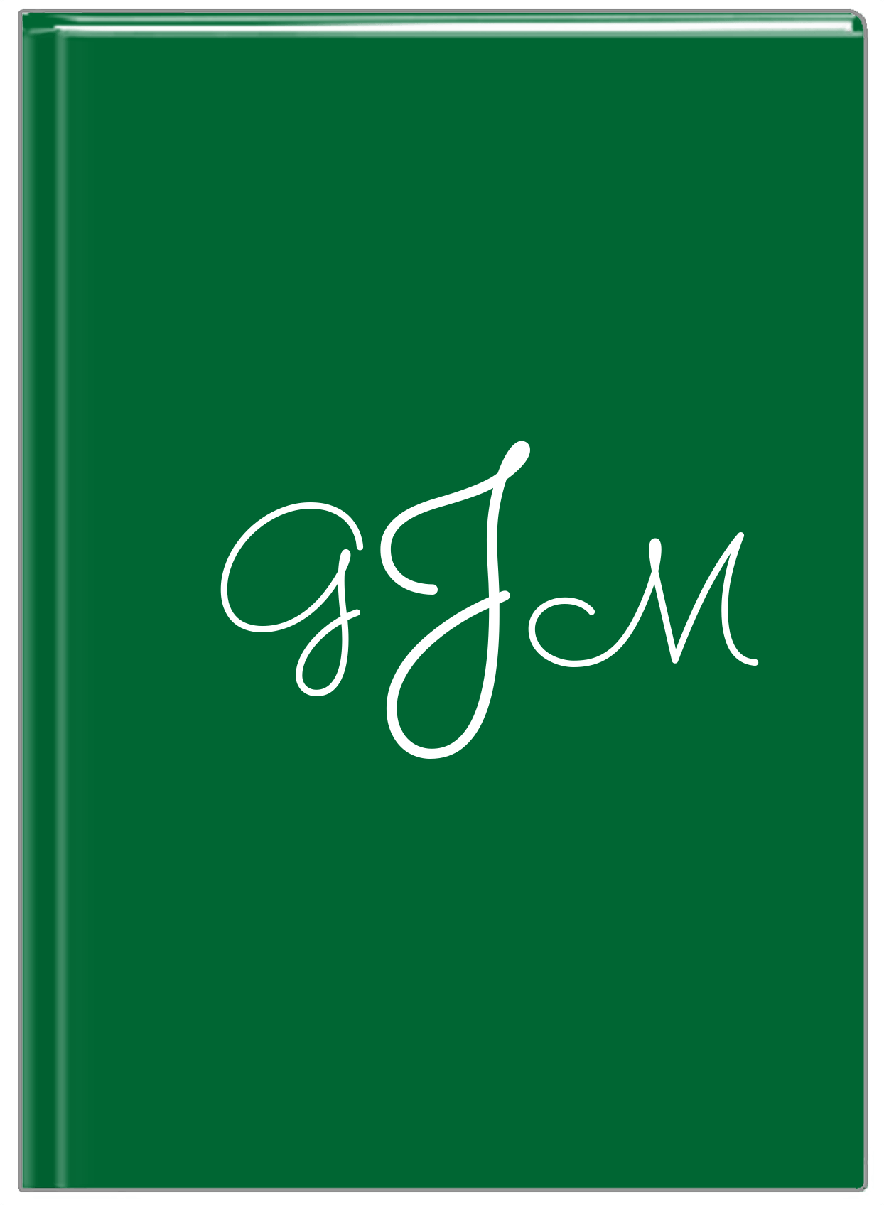 Personalized Solid Color Journal - Green Background - Monogram - Front View
