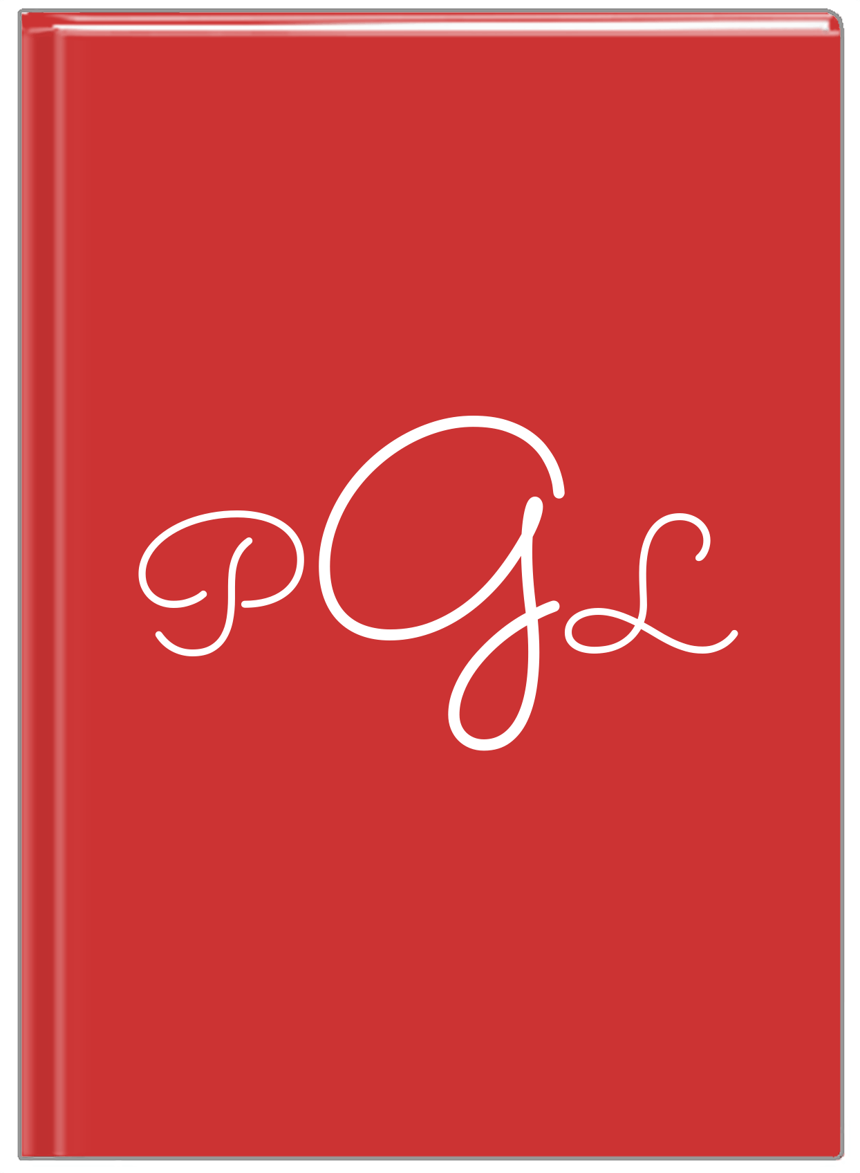 Personalized Solid Color Journal - Red Background - Monogram - Front View
