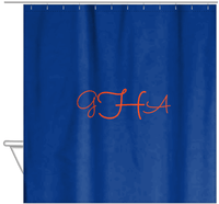 Thumbnail for Personalized Solid Color Shower Curtain - Blue Background - Monogram - Hanging View