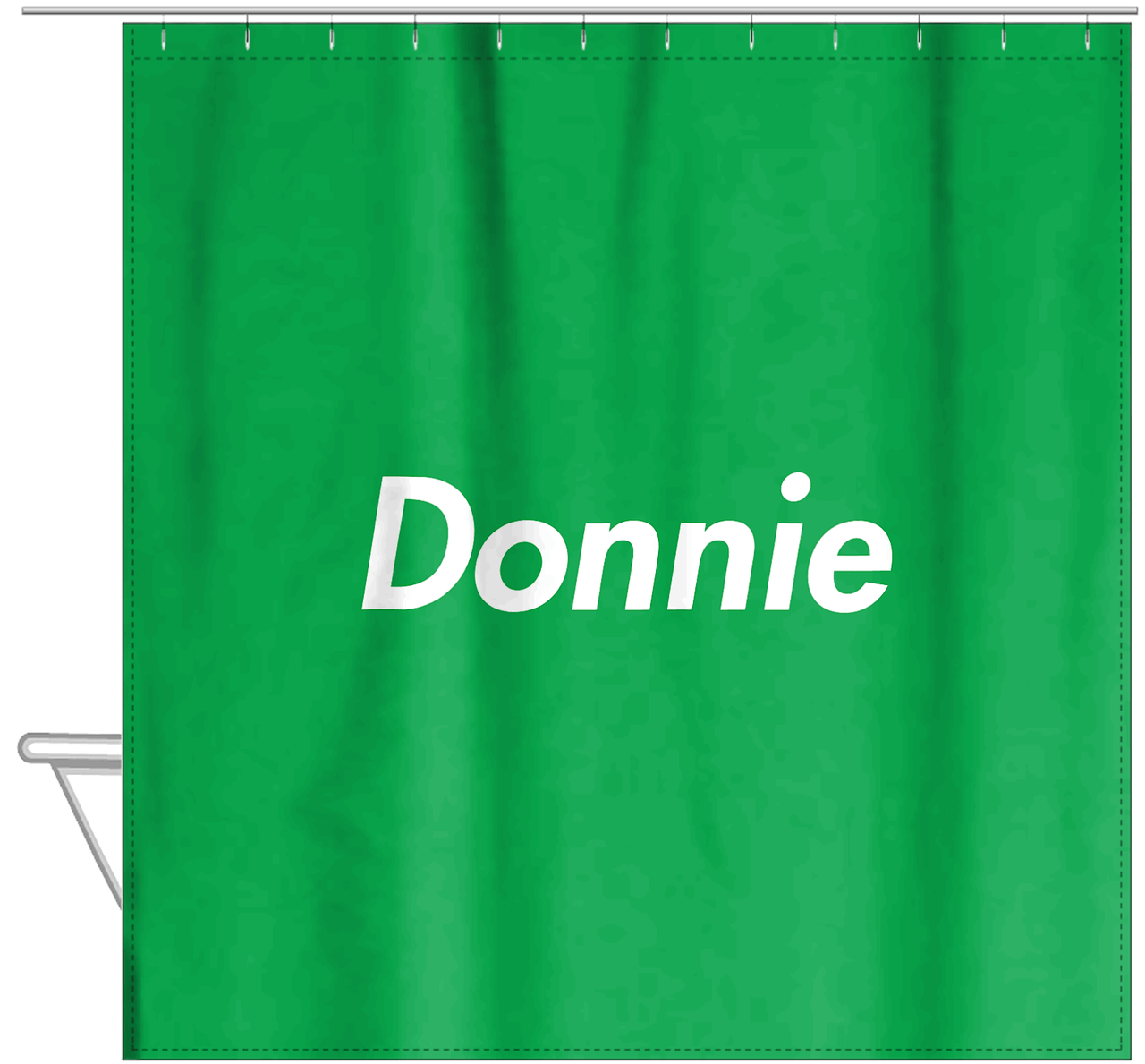 Personalized Solid Color Shower Curtain - Green Background - Hanging View