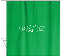 Thumbnail for Personalized Solid Color Shower Curtain - Green Background - Monogram - Hanging View