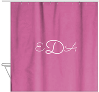 Thumbnail for Personalized Solid Color Shower Curtain - Pink Background - Monogram - Hanging View