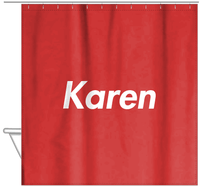 Thumbnail for Personalized Solid Color Shower Curtain - Red Background - Hanging View