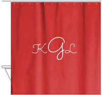 Thumbnail for Personalized Solid Color Shower Curtain - Red Background - Monogram - Hanging View