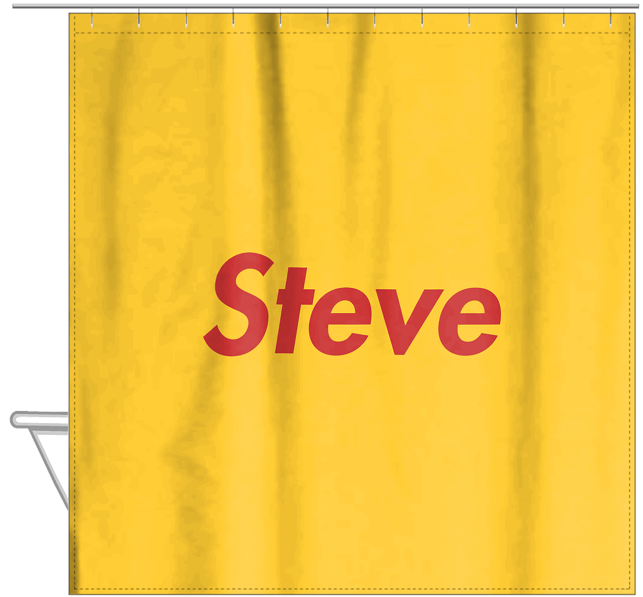 Personalized Solid Color Shower Curtain - Yellow Background - Hanging View