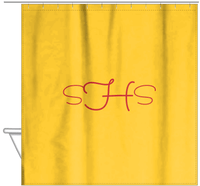 Thumbnail for Personalized Solid Color Shower Curtain - Yellow Background - Monogram - Hanging View