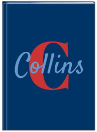 Thumbnail for Personalized Solid Color Journal - Blue Background - Name Over Initial - Front View