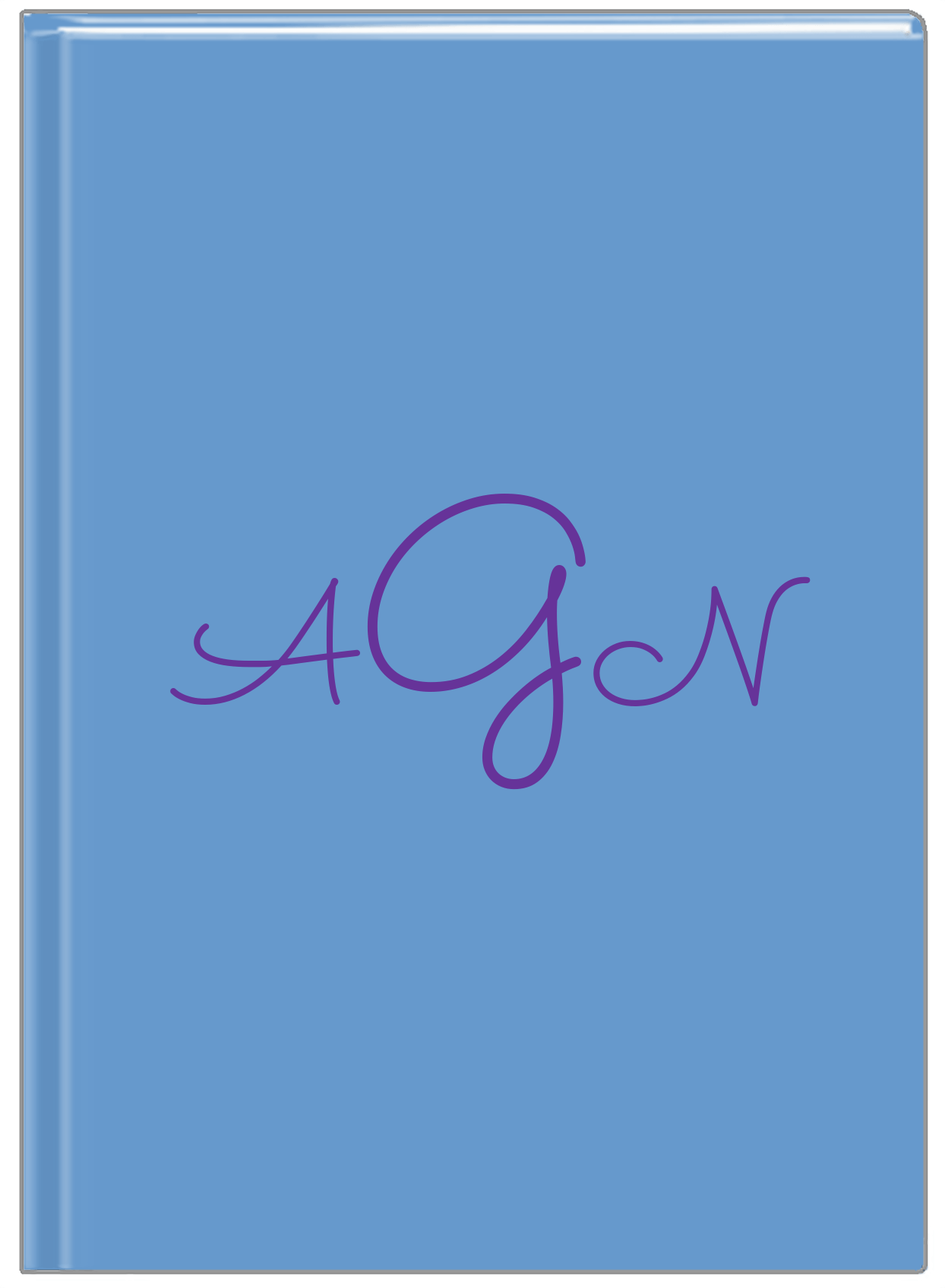 Personalized Solid Color Journal - Blue Background - Monogram - Front View