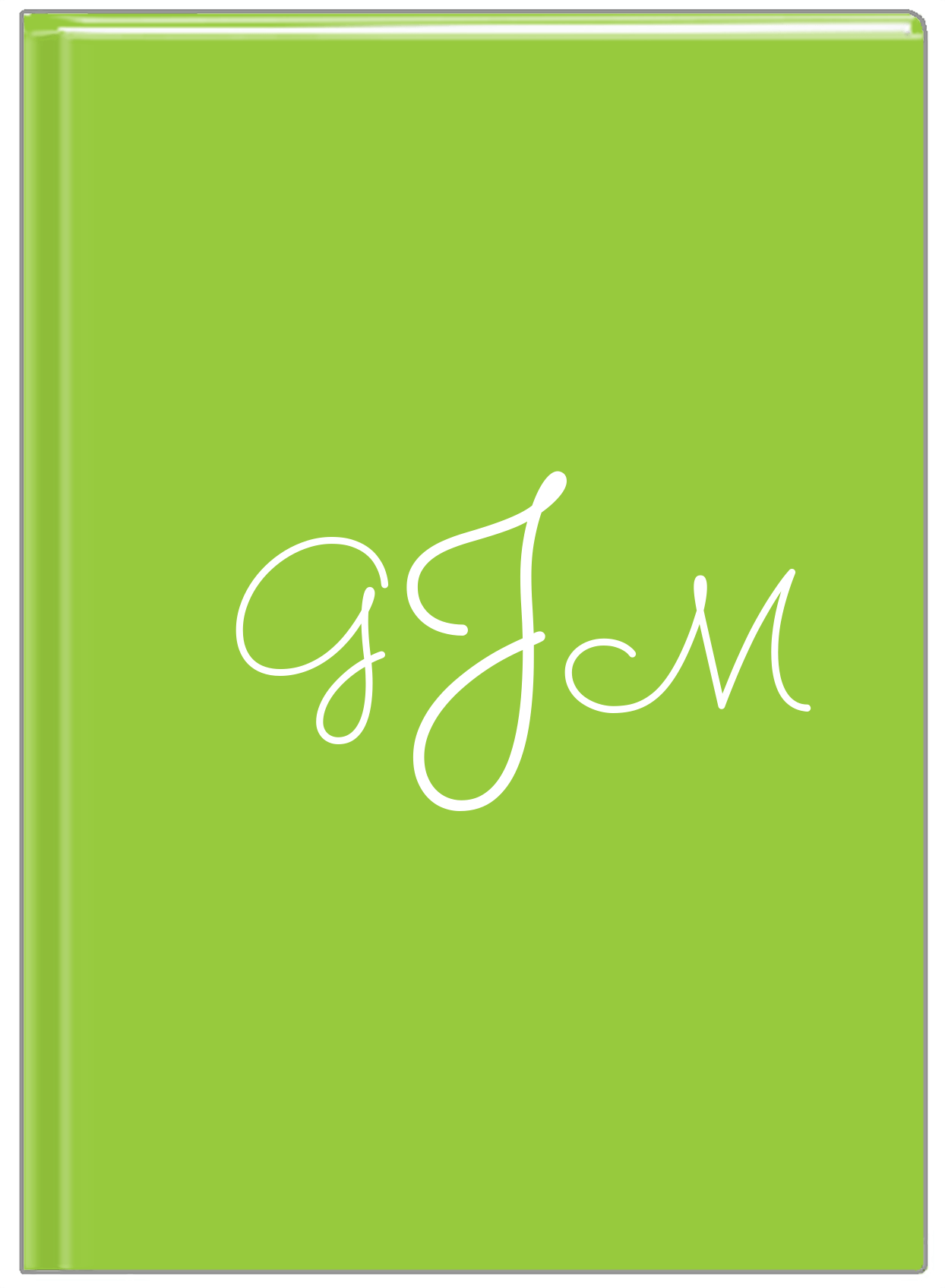Personalized Solid Color Journal - Green Background - Monogram - Front View