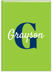 Thumbnail for Personalized Solid Color Journal - Green Background - Name Over Initial - Front View