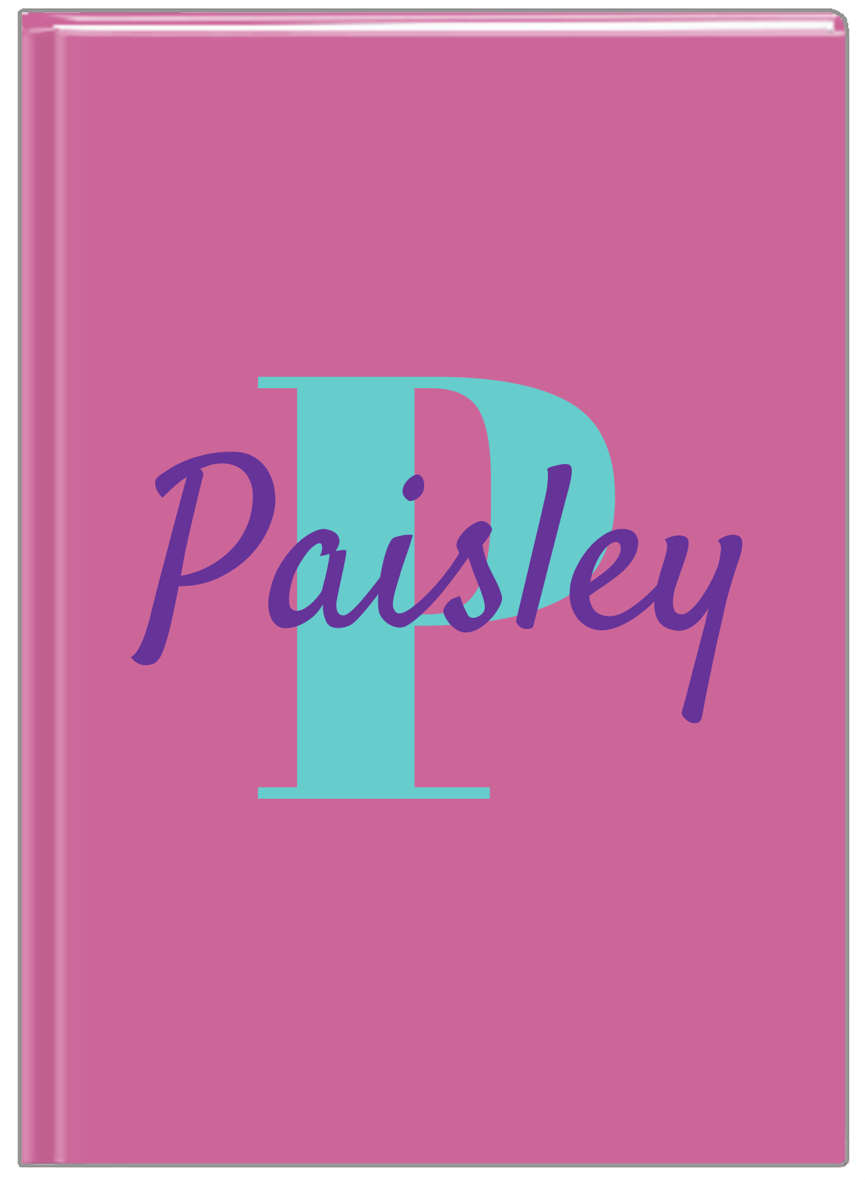 Personalized Solid Color Journal - Pink Background - Name Over Initial - Front View