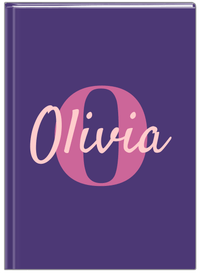 Thumbnail for Personalized Solid Color Journal - Purple Background - Name Over Initial - Front View