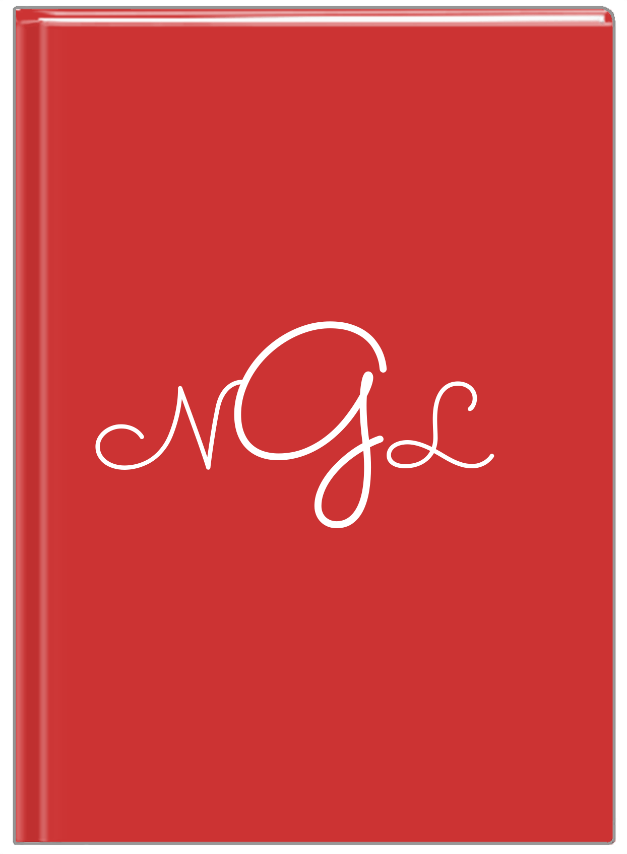 Personalized Solid Color Journal - Red Background - Monogram - Front View