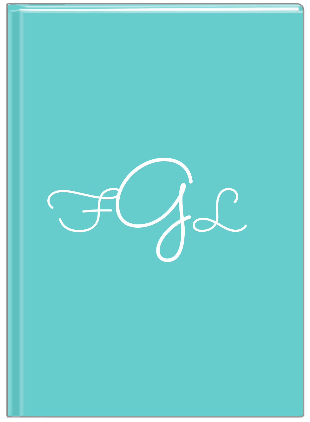 Personalized Solid Color Journal - Teal Background - Monogram - Front View