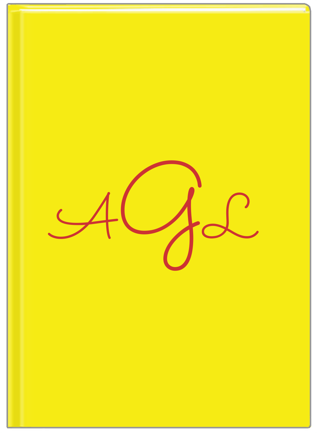 Personalized Solid Color Journal - Yellow Background - Monogram - Front View