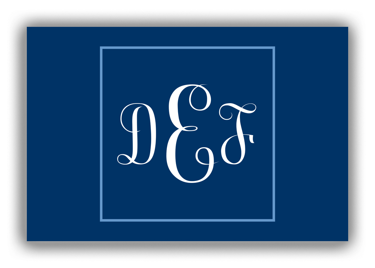 Personalized Solid Color Canvas Wrap & Photo Print II - Blue - Square - Monogram - Front View