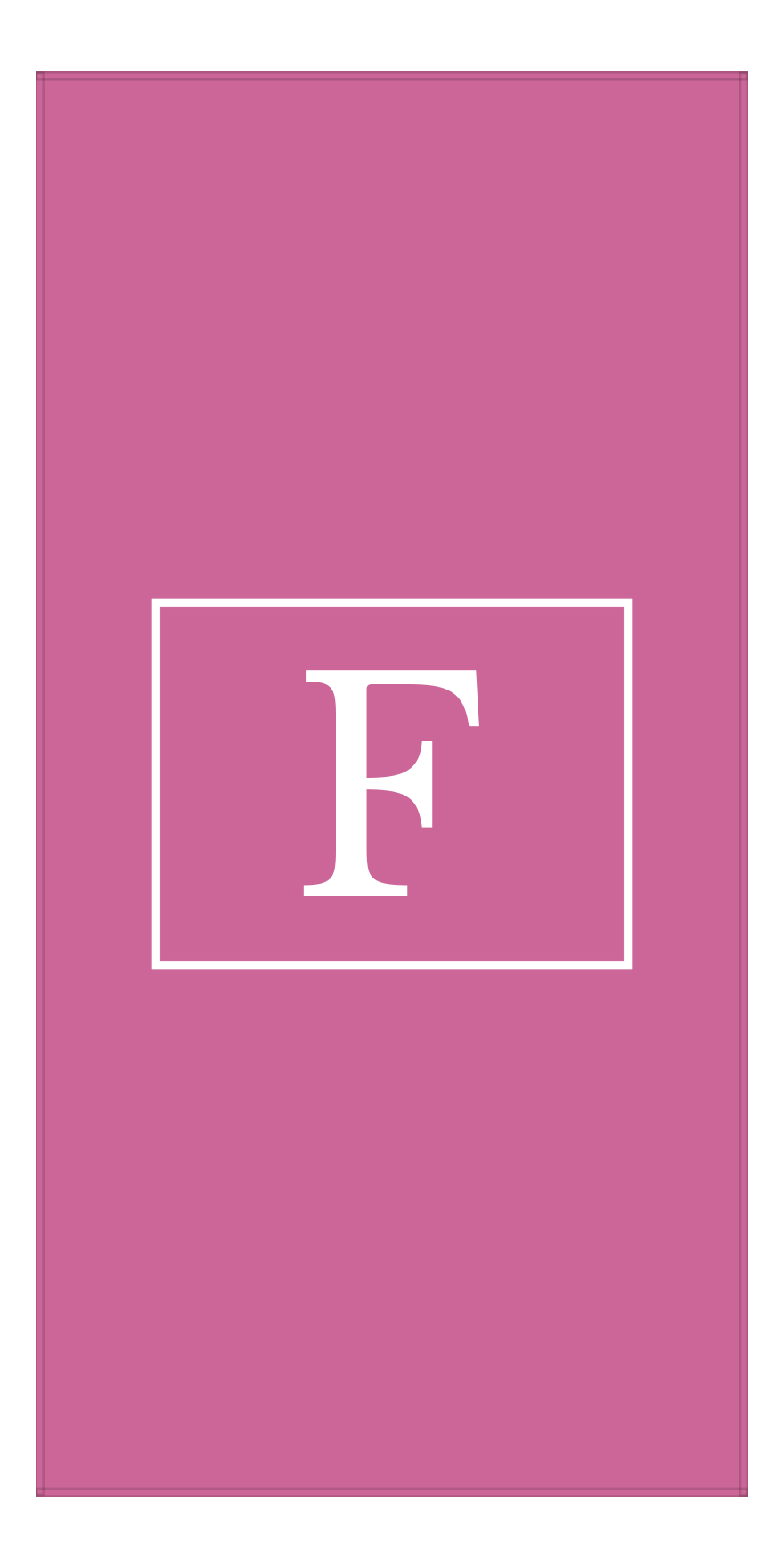 Personalized Solid Color Beach Towel - Vertical - Rectangle - Pink and White - Single Initial - Front View
