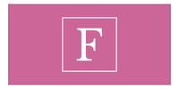 Thumbnail for Personalized Solid Color Beach Towel - Horizontal - Square - Pink and White - Single Initial - Front View