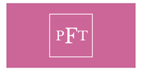 Thumbnail for Personalized Solid Color Beach Towel - Horizontal - Square - Pink and White - Monogram - Front View