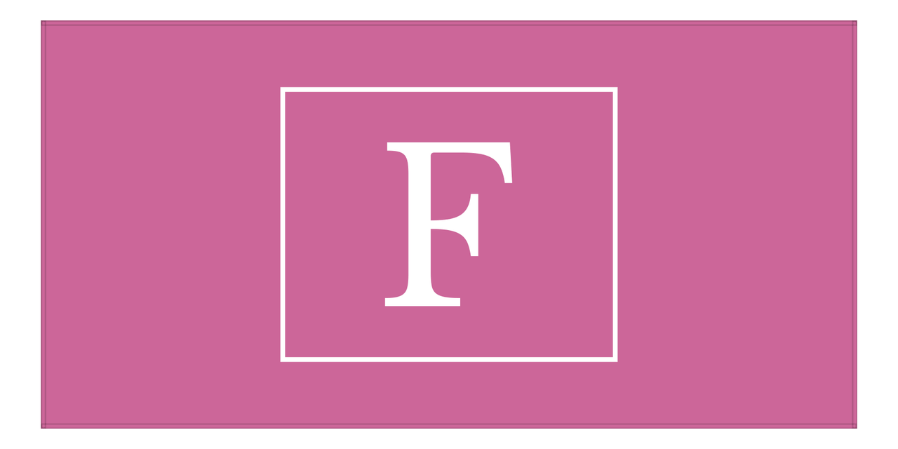 Personalized Solid Color Beach Towel - Horizontal - Rectangle - Pink and White - Single Initial - Front View
