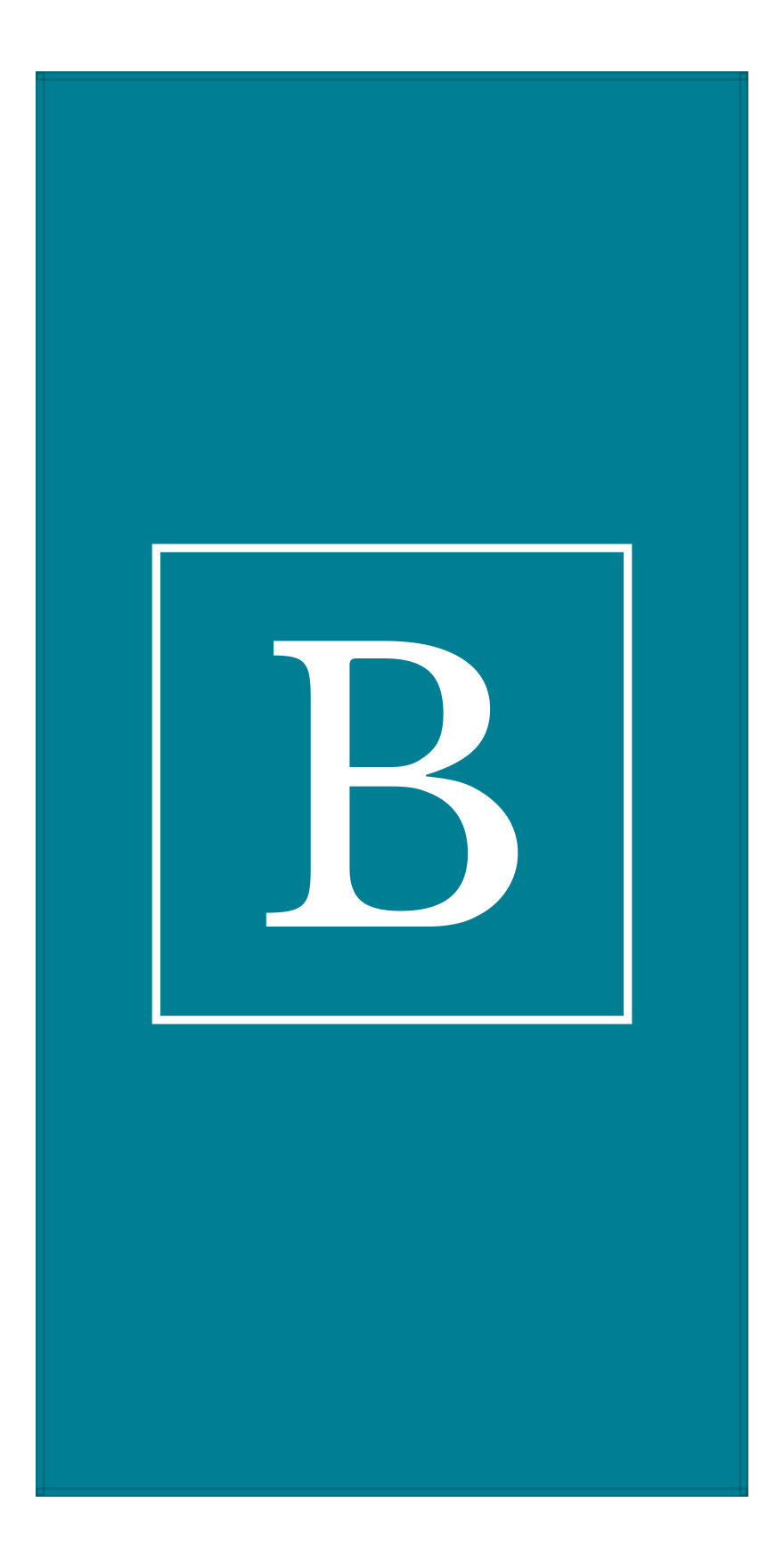 Personalized Solid Color Beach Towel - Vertical - Square - Teal and White - Single Initial - Front View