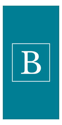 Thumbnail for Personalized Solid Color Beach Towel - Vertical - Square - Teal and White - Single Initial - Front View
