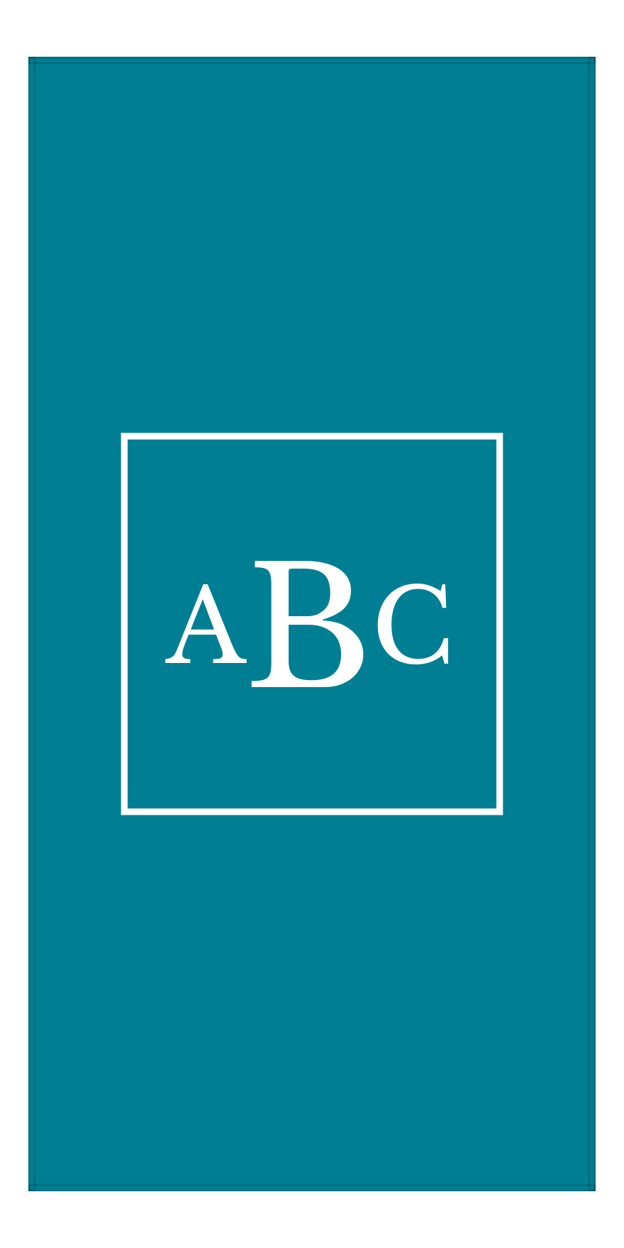 Personalized Solid Color Beach Towel - Vertical - Square - Teal and White - Monogram - Front View