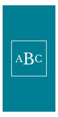 Thumbnail for Personalized Solid Color Beach Towel - Vertical - Square - Teal and White - Monogram - Front View