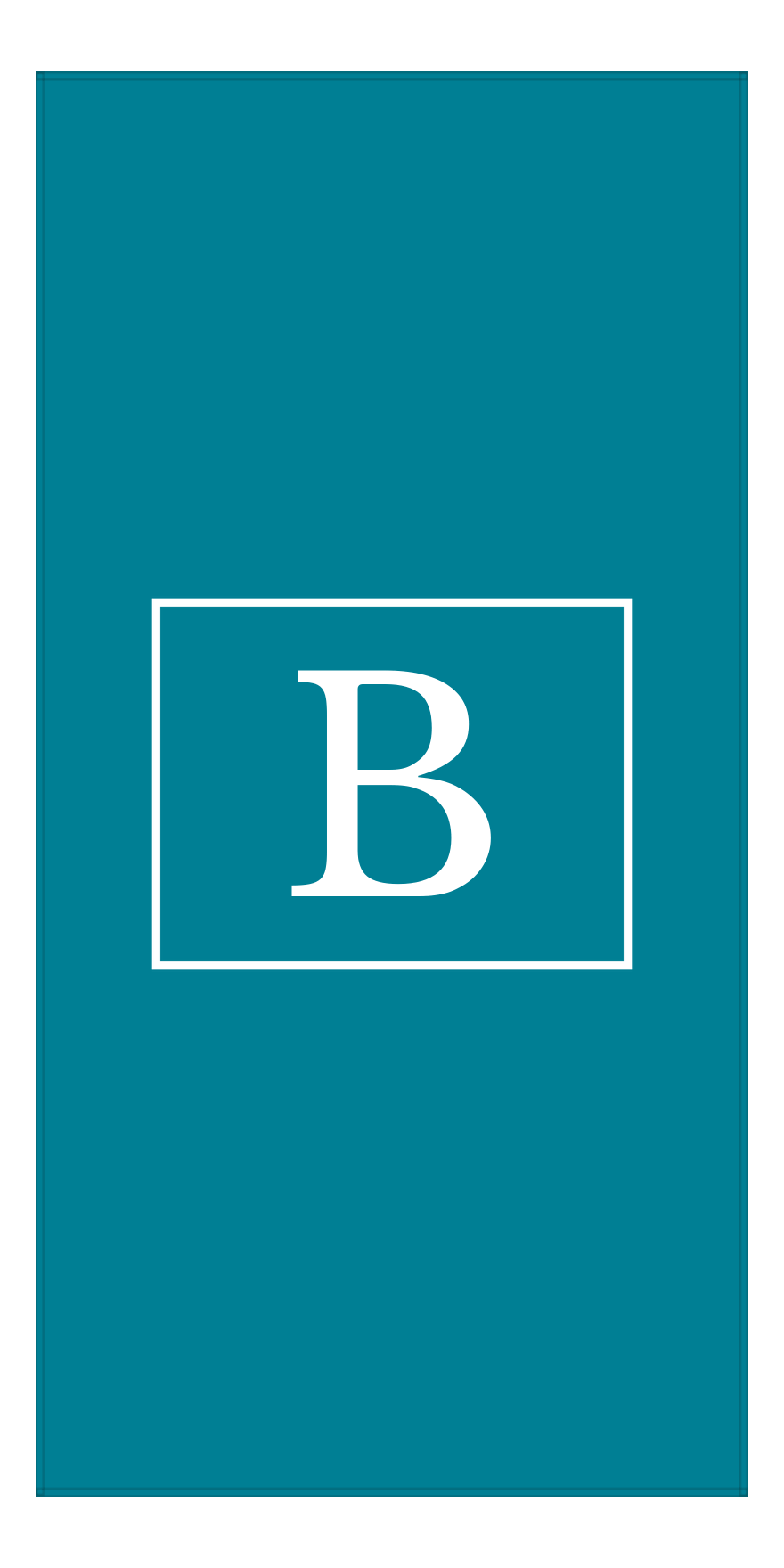 Personalized Solid Color Beach Towel - Vertical - Rectangle - Teal and White - Single Initial - Front View