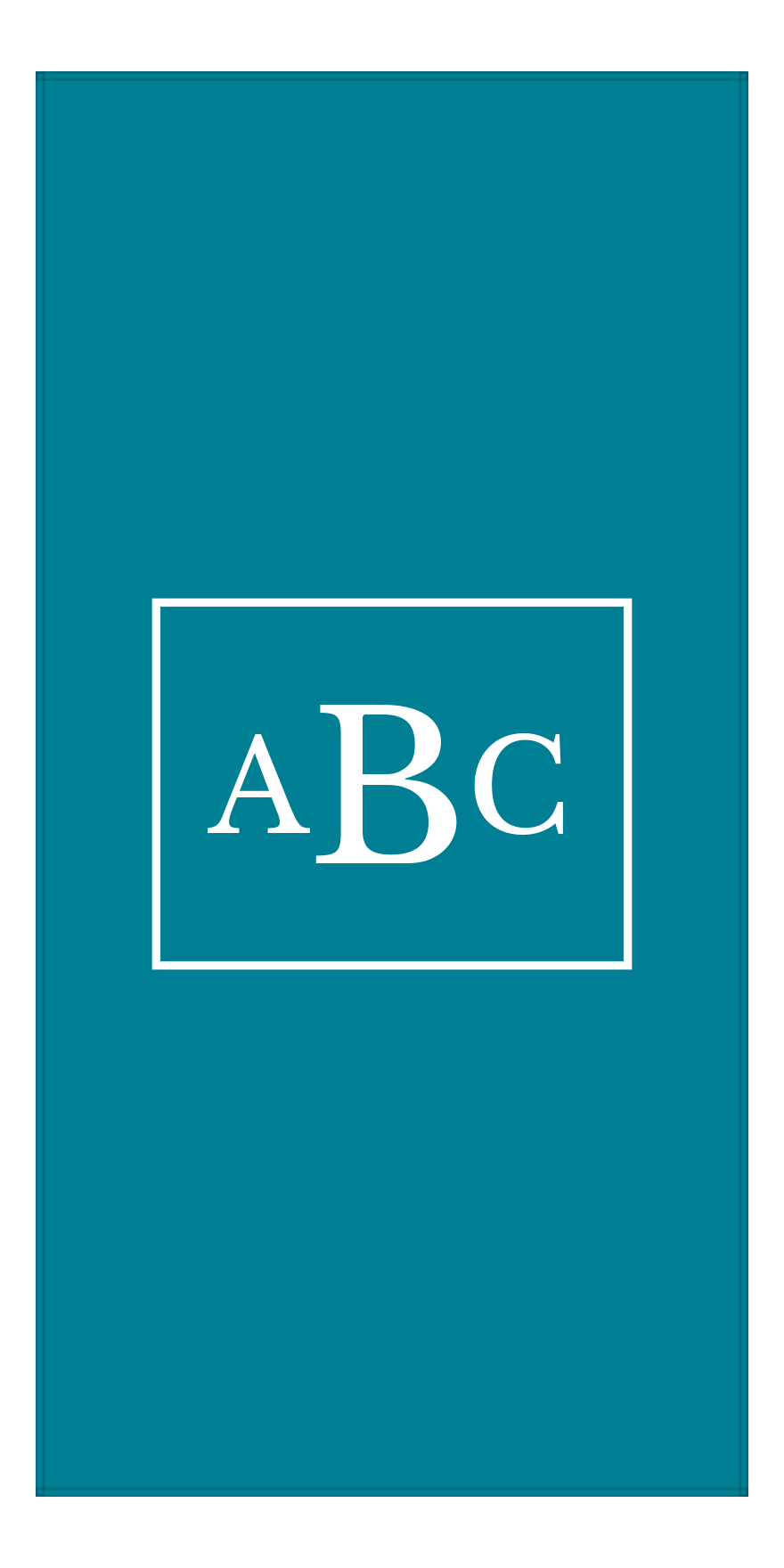Personalized Solid Color Beach Towel - Vertical - Rectangle - Teal and White - Monogram - Front View