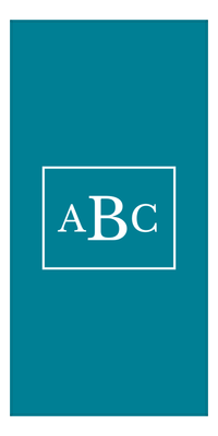 Thumbnail for Personalized Solid Color Beach Towel - Vertical - Rectangle - Teal and White - Monogram - Front View