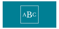 Thumbnail for Personalized Solid Color Beach Towel - Horizontal - Square - Teal and White - Monogram - Front View