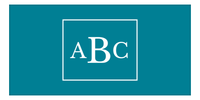 Thumbnail for Personalized Solid Color Beach Towel - Horizontal - Rectangle - Teal and White - Monogram - Front View