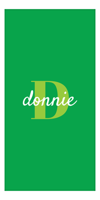 Thumbnail for Personalized Solid Color Beach Towel - Vertical - Green Background - Name Over Initial - Front View