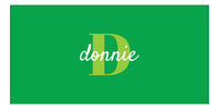 Thumbnail for Personalized Solid Color Beach Towel - Horizontal - Green Background - Name Over Initial - Front View