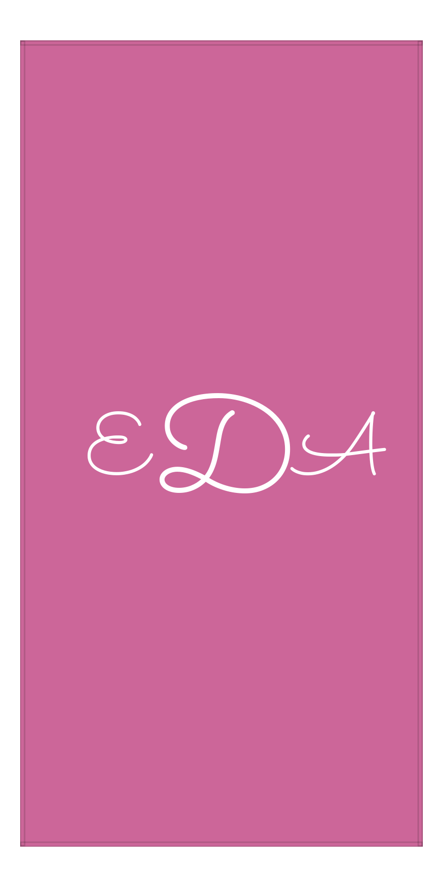 Personalized Solid Color Beach Towel - Vertical - Pink Background - Monogram - Front View