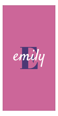 Thumbnail for Personalized Solid Color Beach Towel - Vertical - Pink Background - Name Over Initial - Front View