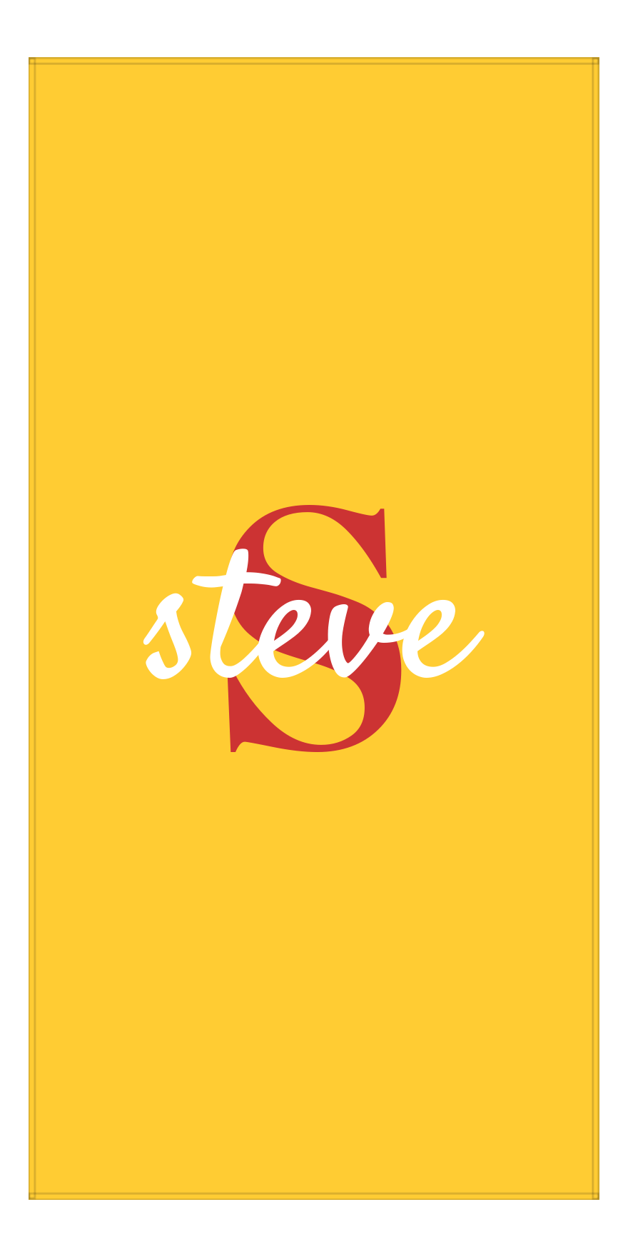 Personalized Solid Color Beach Towel - Vertical - Yellow Background - Name Over Initial - Front View