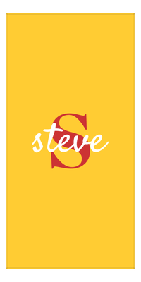 Thumbnail for Personalized Solid Color Beach Towel - Vertical - Yellow Background - Name Over Initial - Front View