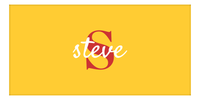 Thumbnail for Personalized Solid Color Beach Towel - Horizontal - Yellow Background - Name Over Initial - Front View