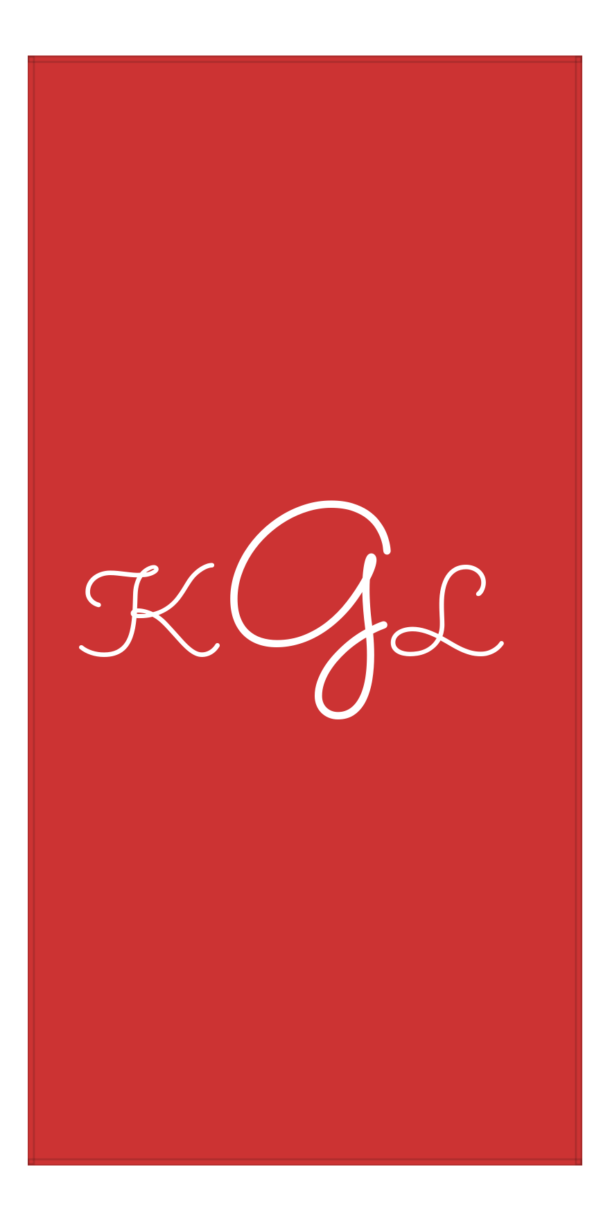 Personalized Solid Color Beach Towel - Vertical - Red Background - Monogram - Front View