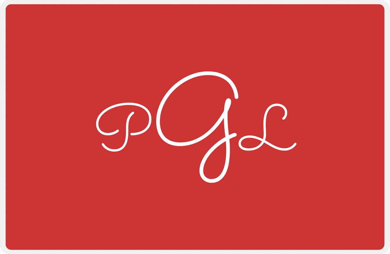 Personalized Solid Color Placemat - Red Background - Monogram -  View