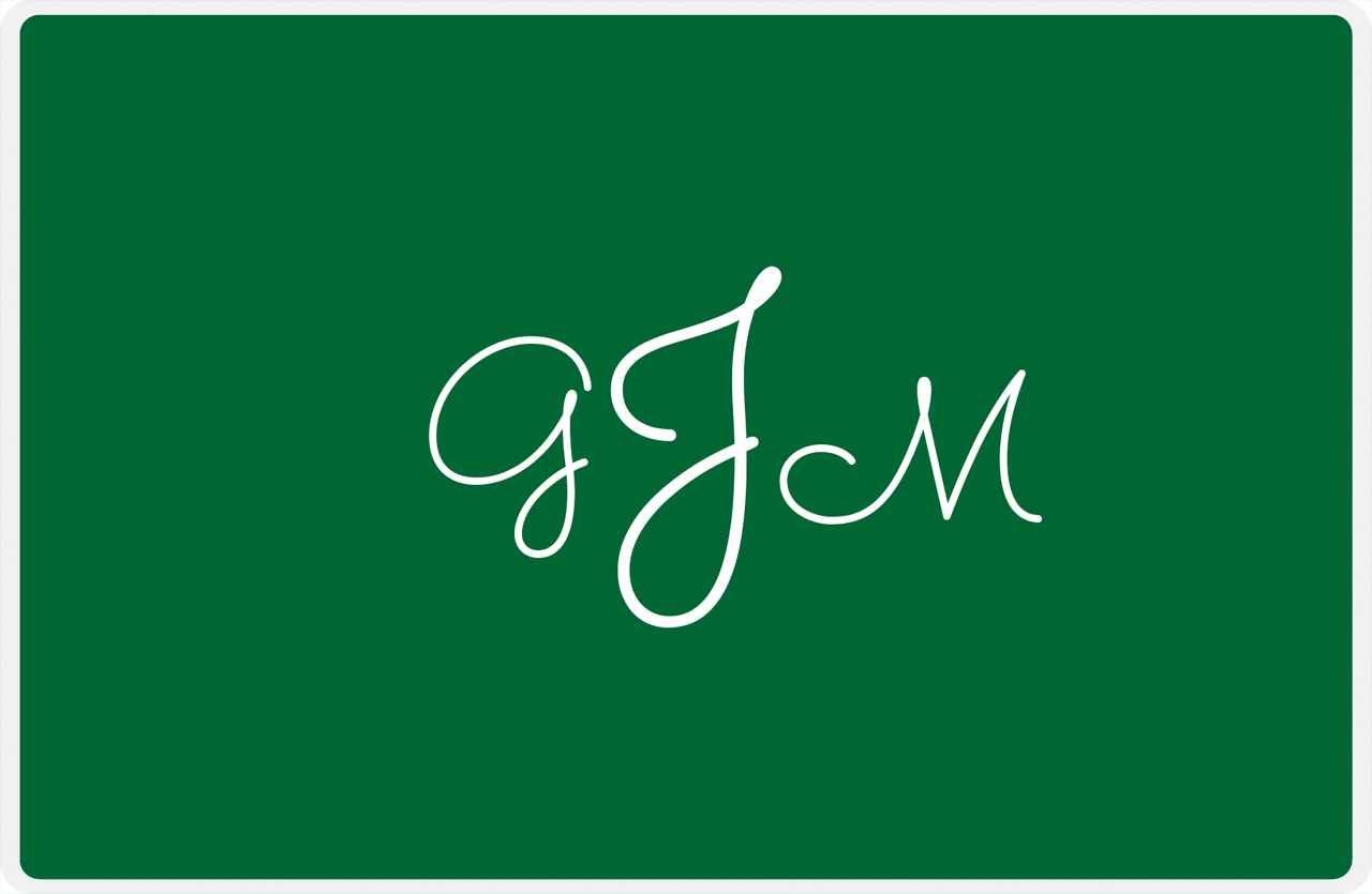 Personalized Solid Color Placemat - Green Background - Monogram -  View
