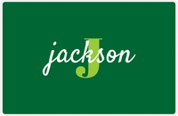 Thumbnail for Personalized Solid Color Placemat - Green Background - Name Over Initial -  View